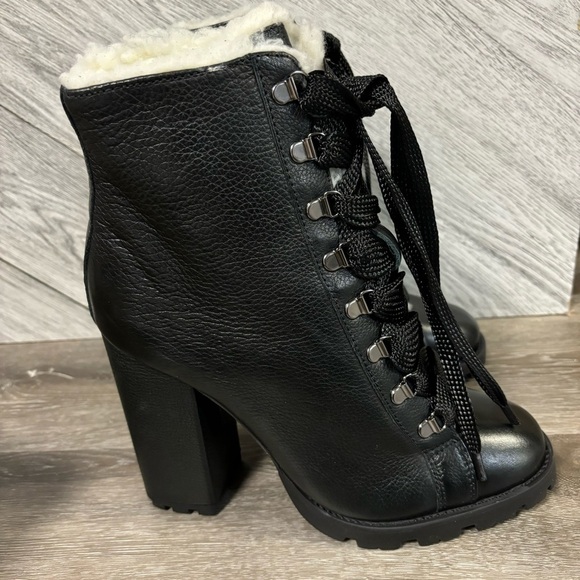 SCHUTZ | Zhara Winter Heeled Boots Lug Sole Leather Size 9.5 NEW - Picture 2 of 14